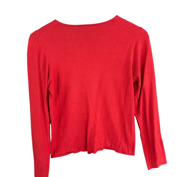 Eileen Fisher Crewneck Pullover Sweater M Red Top Shirt Capsule Minimalist - Picture 2 of 5